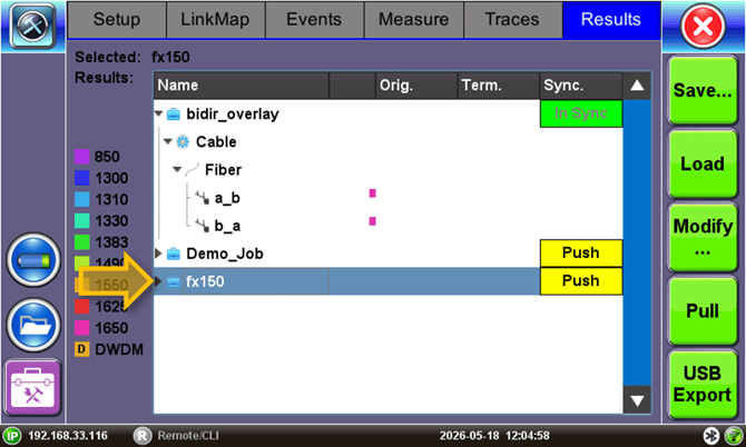 The OTDR results collection folder downloaded from Fiberizer Cloud is available in the test set.