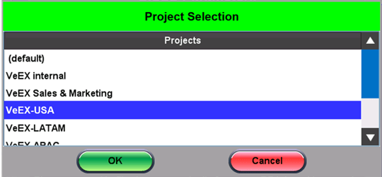 Fiberizer Cloud project selection pop-up menu.