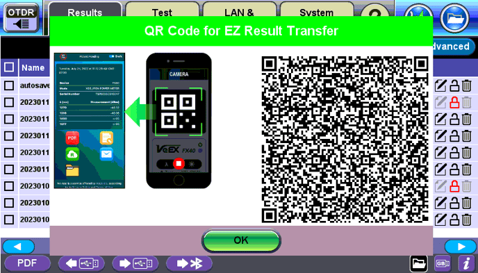 Example of NoApp QR for V-TEST Internet speed test results. Scan with a smartphone to see the test report.