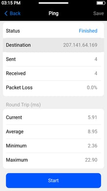 VeEX PX90 Pint test results page