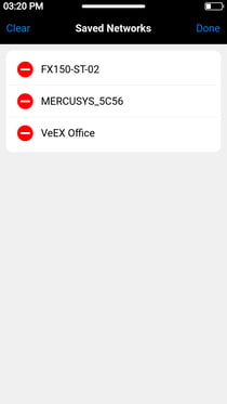 PX90 Wi-Fi Scan Configuration page, managing saved Access Points (Edit)