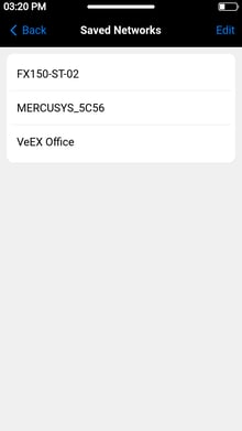 PX90 Wi-Fi Scan Configuration page, showing the saved Access Points