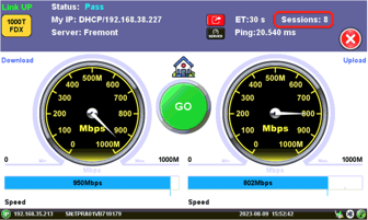 V-TEST internet access speed test with 8 sessions offered a fair performance on this particular port.