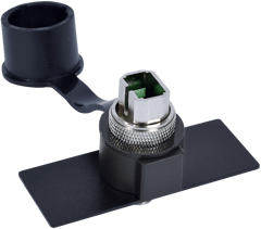 Example of VeEX's Optical Connector Protector with the optional protective Base Cover and Dust Cap.