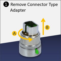 VeEX's field-replaceable Optical Connector Protector - Replacing the ferrule: Step 1 - Unscrew and remove the Universal Connector Adapter