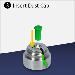 VeEX's field-replaceable Optical Connector Protector - Replacing the ferrule: Step 3 - Insert the Dust Cap to protect the end-face