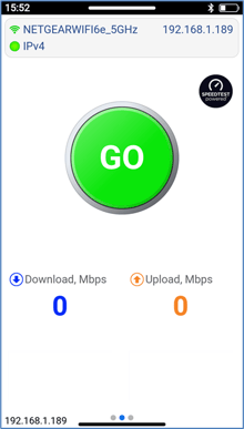 VeEX PX90 Wi-Fi Speed Test page, before measurement is started (Ready)