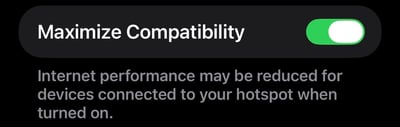 Enable hotspot's maximum Wi-Fi compatibility mode on an iPhone