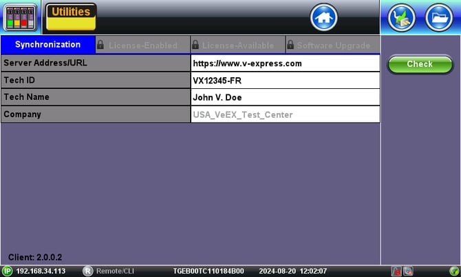 VeExpress Check screen