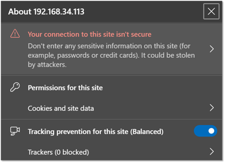 Windows EDGE security warning details pop-up