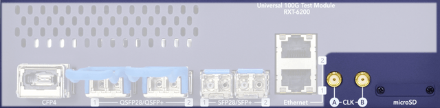 External clock input ports (SMA) available on VeEX RXT6000e and RXT-6200 test modules