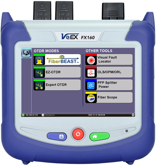 VeEX's FX160 OTDR with FiberBEAST bidirectional test suite