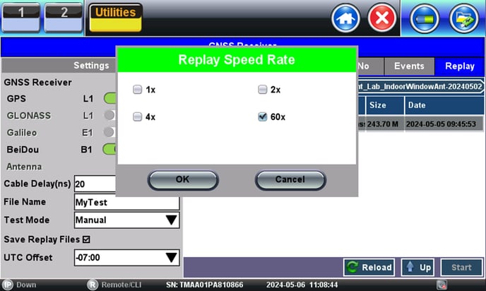 VeEX SkyView GPS/GNSS Antenna Reception's test results payback speed selection