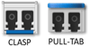 Differences in locations of SFP clasp lock and pull-tab locations.