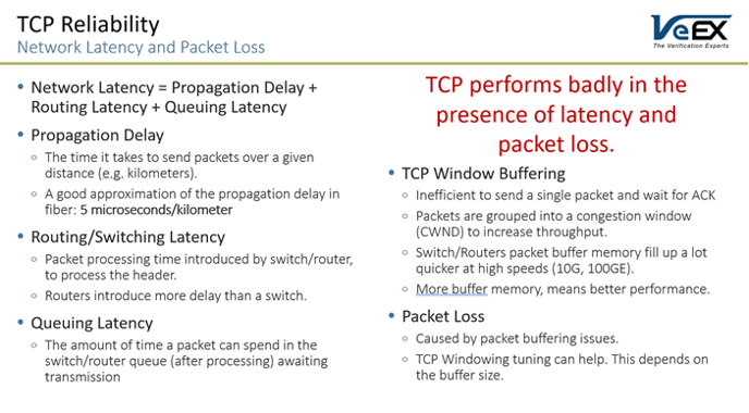 A list of issues that affect the TCP throughput reliability
