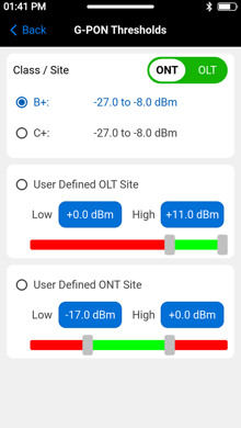 OPM G-PON thresholds configuration page