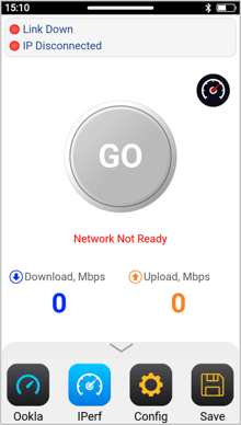 VeEX PX90 10/100/1000BASE-T Speed Test Functions menu (swipe up)
