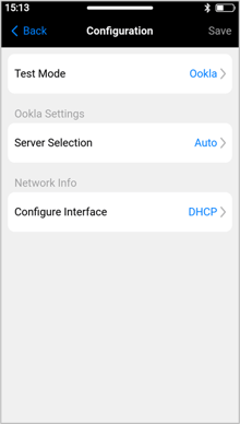 VeEX PX90 Speed Test main configuration page