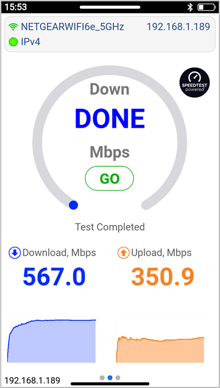 VeEX PX90 Ookla Speedtest final results