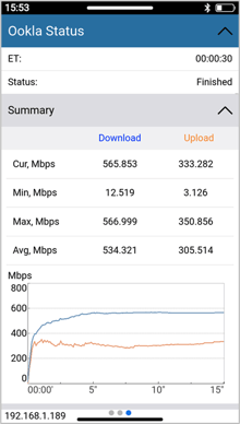 VeEX PX90 Ookla Speedtest final results in detail