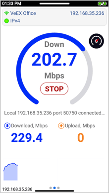 VeEX PX90 iPerf Download test