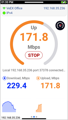 VeEX PX90 iPerf Upload test