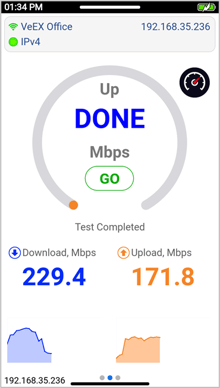 VeEX PX90 iPerf test DONE