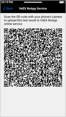 VeEX PX90 NoApp QR Code. Use a smartphone or tablet camera to scan and transfer the test results