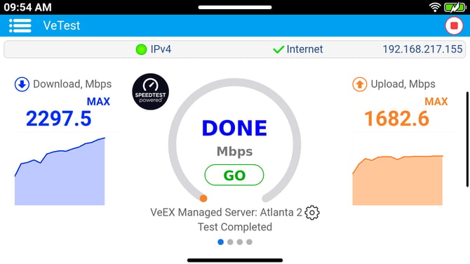Degraded speed test performance results from a 3 Gbps service.