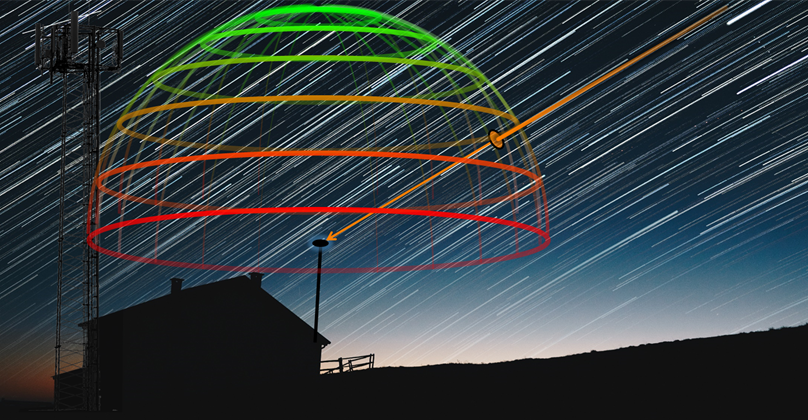 Image depicting the imaginary antenna field of view dome, used as a reference for the signal quality data mapping